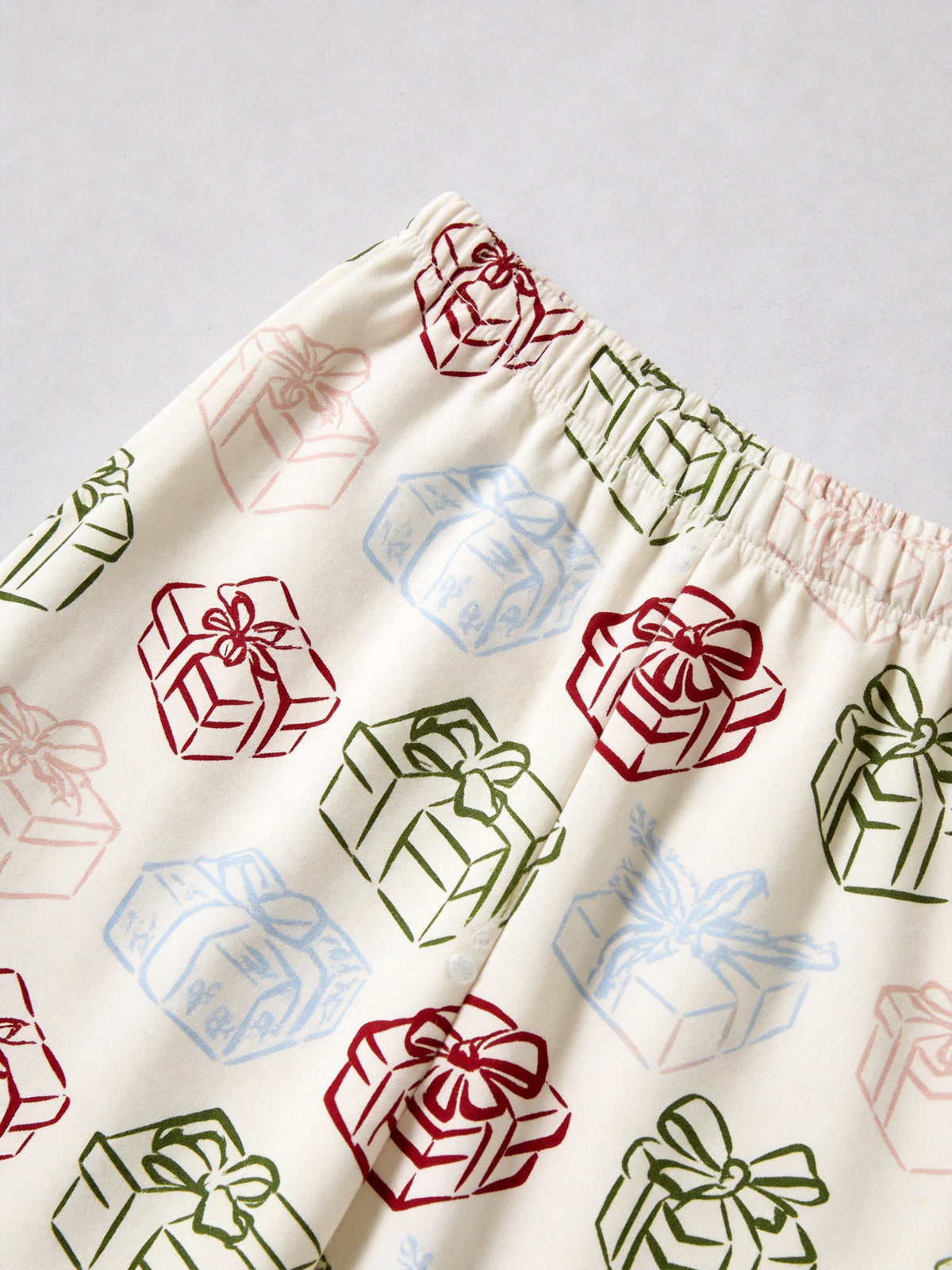 Colorful Christmas Gift Boxes Print Button-Down Matching Couple Holiday PJs