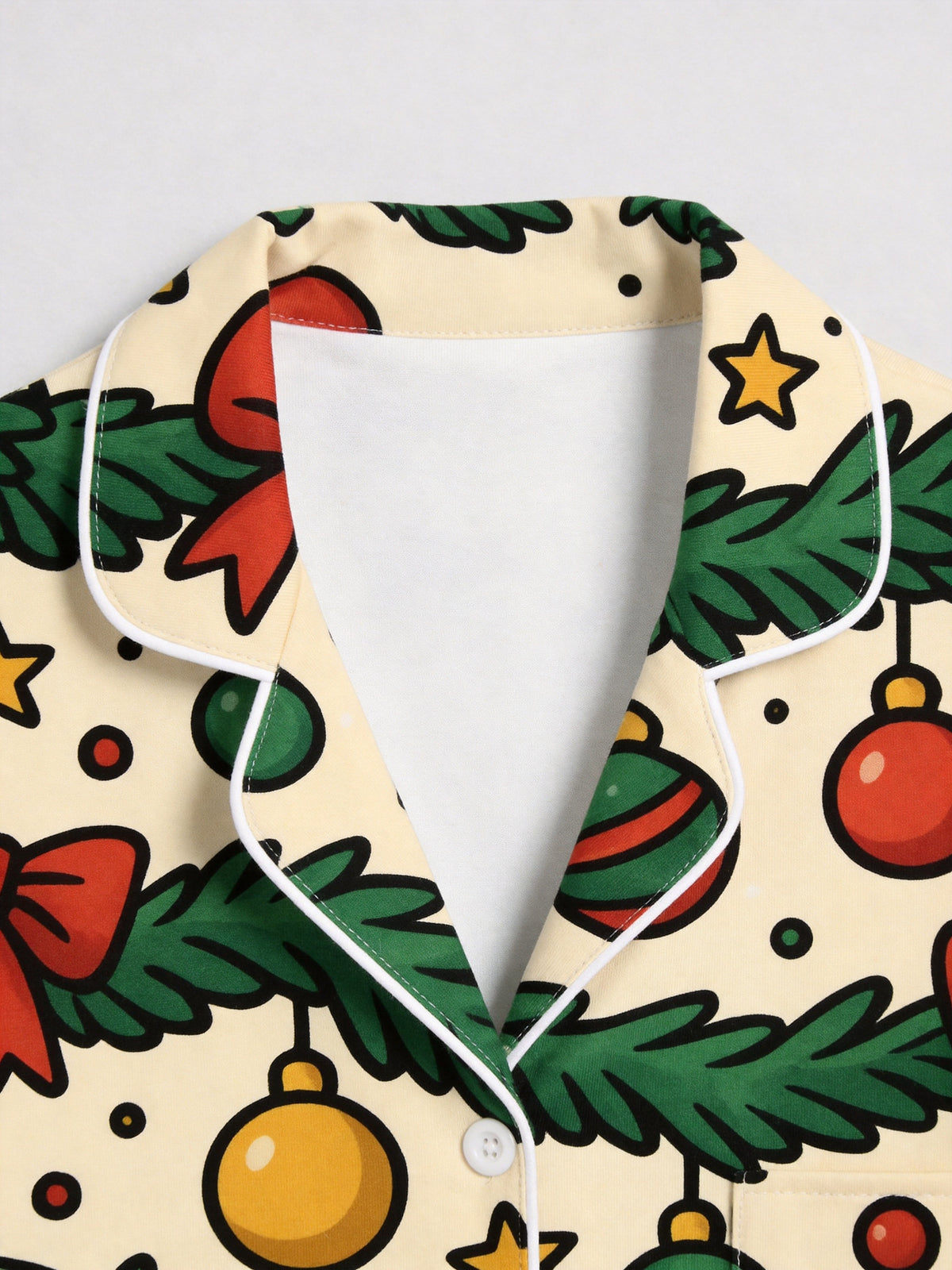 Christmas Garland with Red Bows and Ornaments Print Couple Matching Sleepwear Set