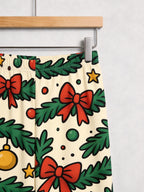 Christmas Garland with Red Bows and Ornaments Print Couple Matching Sleepwear Set