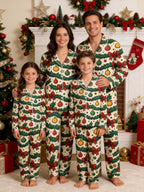Christmas Garland with Red Bows and Ornaments Print Couple Matching Sleepwear Set