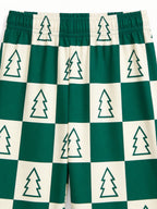 Forest Green and Cream Checkered Christmas Tree Print 3-Button Henley Family Matching Pyjamas