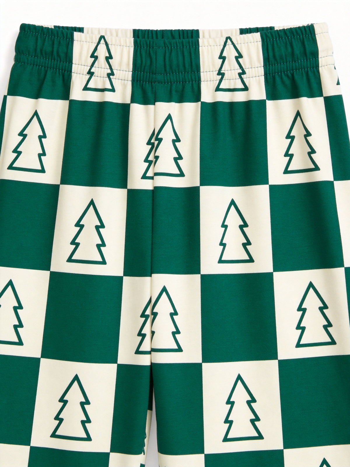 Forest Green and Cream Checkered Christmas Tree Print 3-Button Henley Family Matching Pyjamas