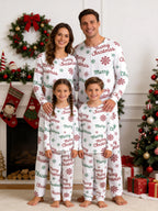 Merry Christmas Snowflake Letter Print 3-Button Henley Family Matching Holiday Pyjamas