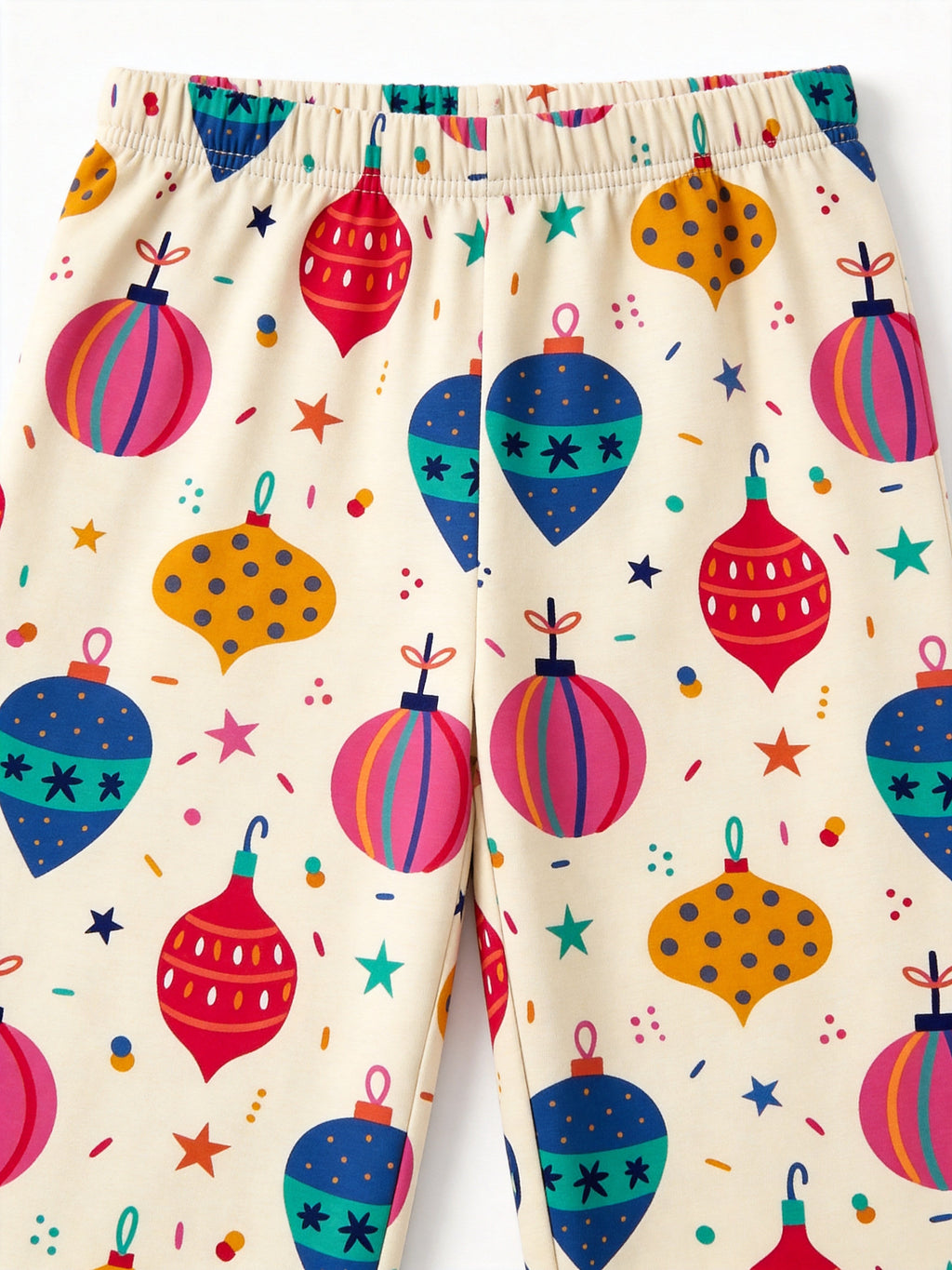 Christmas Baubles Ornaments Print 3-Button Henley Matching Family Holiday Pajamas