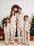 Vintage Diamond Plaid Holly Berry Print 3-Button Henley Couple Holiday Pyjamas