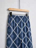 Deep Navy Blue Snowflake Quilted Print 3-Button Henley Couple Christmas Pyjamas Set