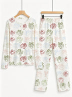 Pastel Christmas Gift Boxes and Ribbons Print 3-Button Henley Couple Matching Sleepwear