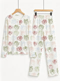 Pastel Christmas Gift Boxes and Ribbons Print 3-Button Henley Family Matching Sleepwear