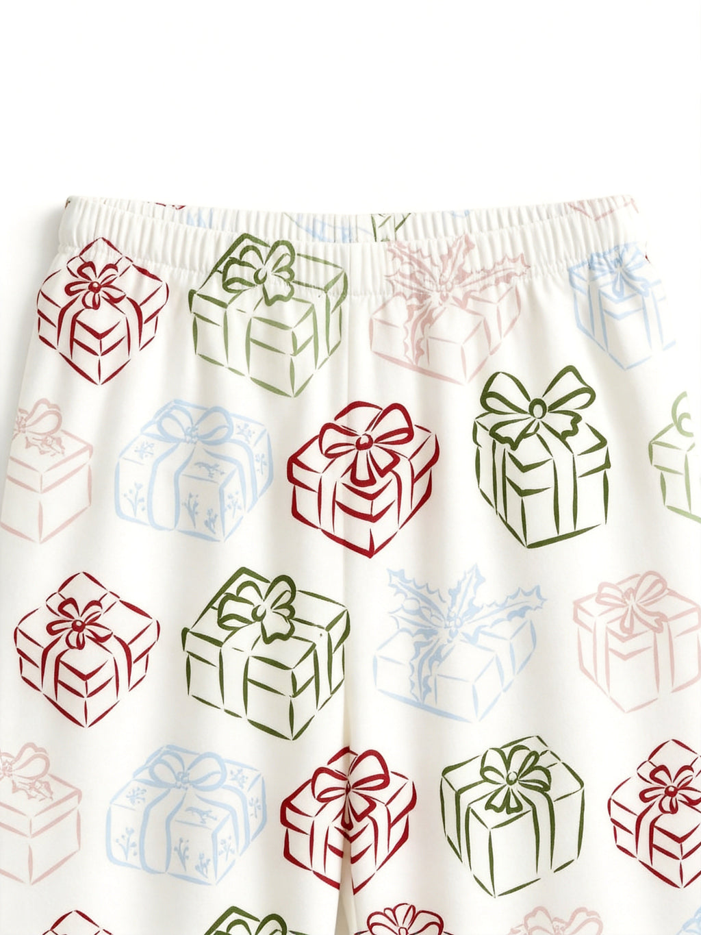 Pastel Christmas Gift Boxes and Ribbons Print 3-Button Henley Couple Matching Sleepwear