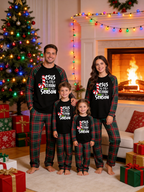 Family Christmas Pajamas Set in Red & Dark Green Tartan Plaid with Candy Cane Jesus Is The Reason Graphic Classic Pullover Pajamas