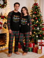Family Christmas 2026 Making Memories Together Pajamas Set with Red & Green Plaid Tartan Pants Classic Pullover Pajamas