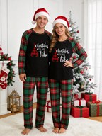 Family Christmas Matching Pajama Set - Black Long Sleeve Top with 'Christmas With My Tribe' Teepee & Red Green Plaid Pants