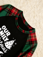 Family Christmas Matching Pajama Set - Black Long Sleeve Top with 'Our Family Christmas 2026' Tree & Red Green Plaid Pants