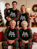 Family Christmas 2026 Hanging Ornaments Black Top Red & Green Plaid Pants Matching Holiday Pajamas
