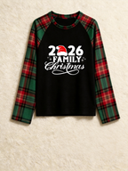 Santa Hat 2026 Family Christmas Matching Pajamas Set Red Green Tartan Plaid Pants