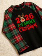 Reindeer 2026 Family Christmas Matching Holiday Sleepwear Red Green Plaid Pants