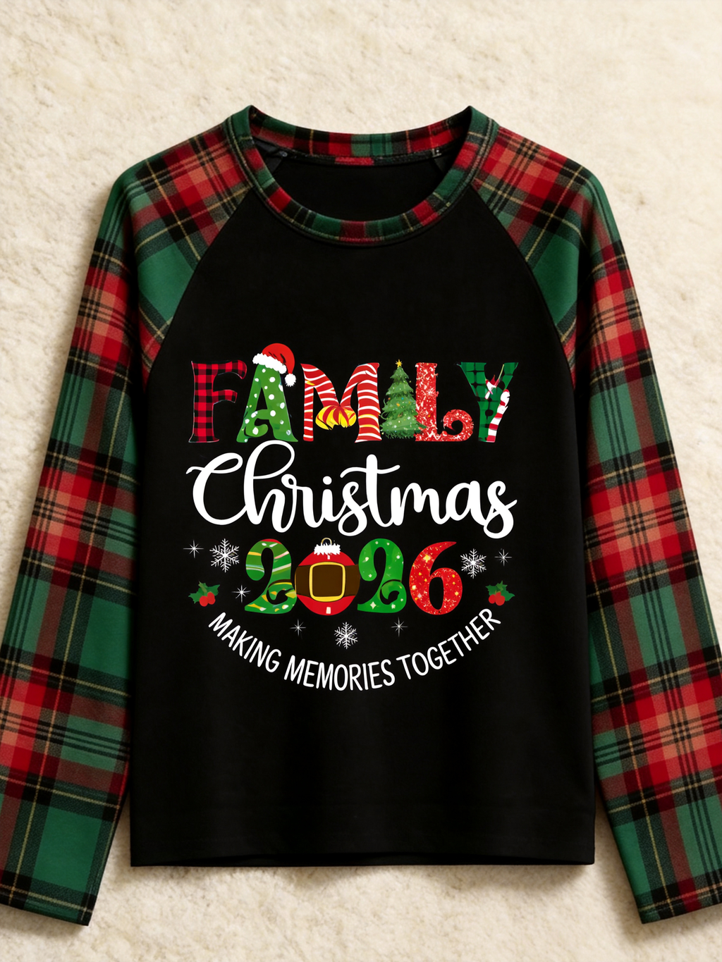Famaly Christmas 2026 Making Memories Family Matching Pajamas Red Green Plaid Pants