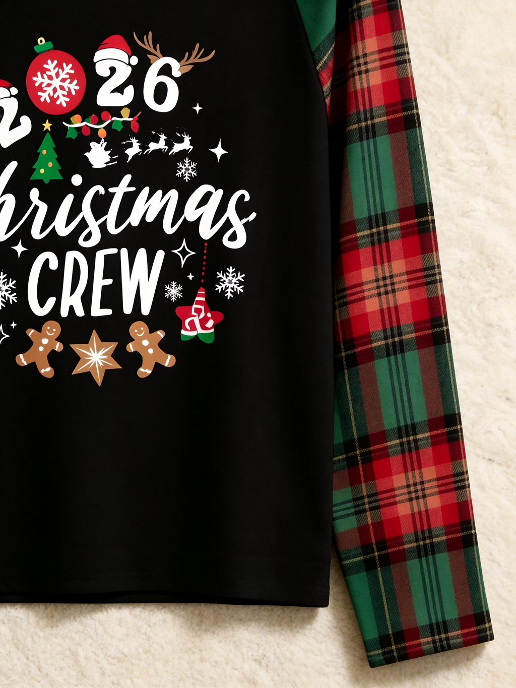 2026 Christmas Crew Candy Cane Gingerbread Holiday Family Matching Pajamas Plaid Pants