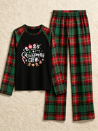 2026 Christmas Crew Candy Cane Gingerbread Holiday Family Matching Pajamas Plaid Pants