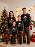 Family Christmas 2026 Making Memories Santa Hat Print Red Green Checkered Pajama Set