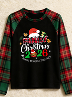 Family Christmas 2026 Making Memories Santa Hat Print Red Green Checkered Pajama Set