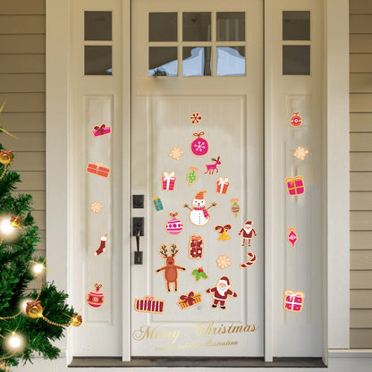 Christmas Children's Room Decoration Cartoon Candy Gift Santa Snowman Deer Wall Window Refrigerator Sticker xmas005