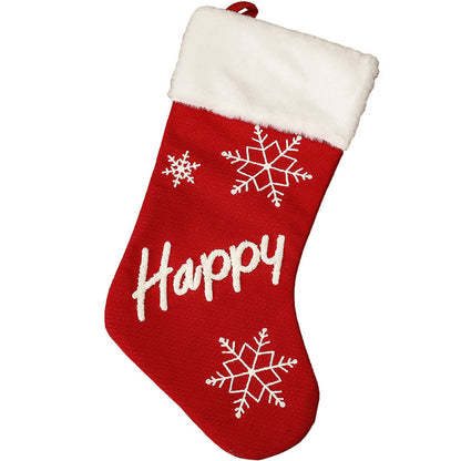 Christmas Party Decorations Letter Snowflake Embroidered Red Plush Christmas Socks Gift Bags