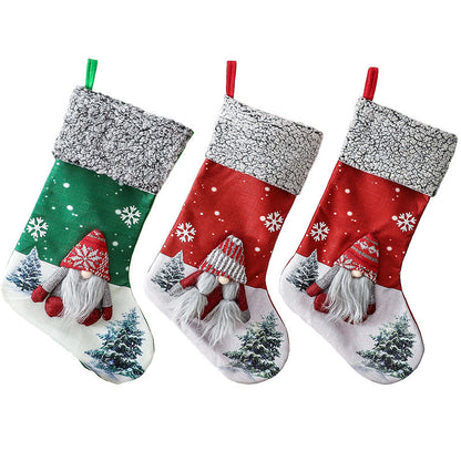Christmas Decorations Faceless Elderly Girl Gnome Red/Green Christmas Socks Gift Bag