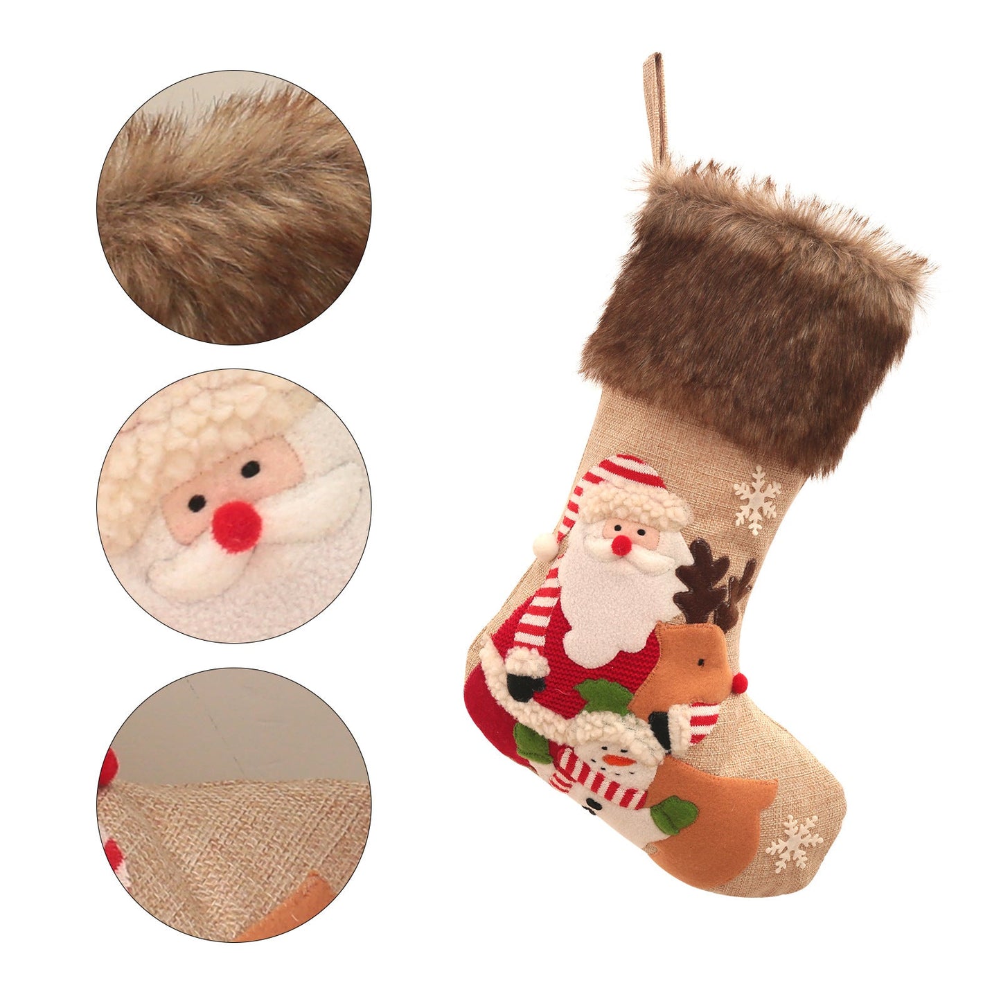 Christmas Tree Ornaments Santa Snowman Penguin Reindeer Linen Christmas Socks Candy Gift Bags