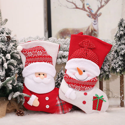 Christmas Tree Pendant 3D Snowman Santa Claus Knitted Christmas Socks