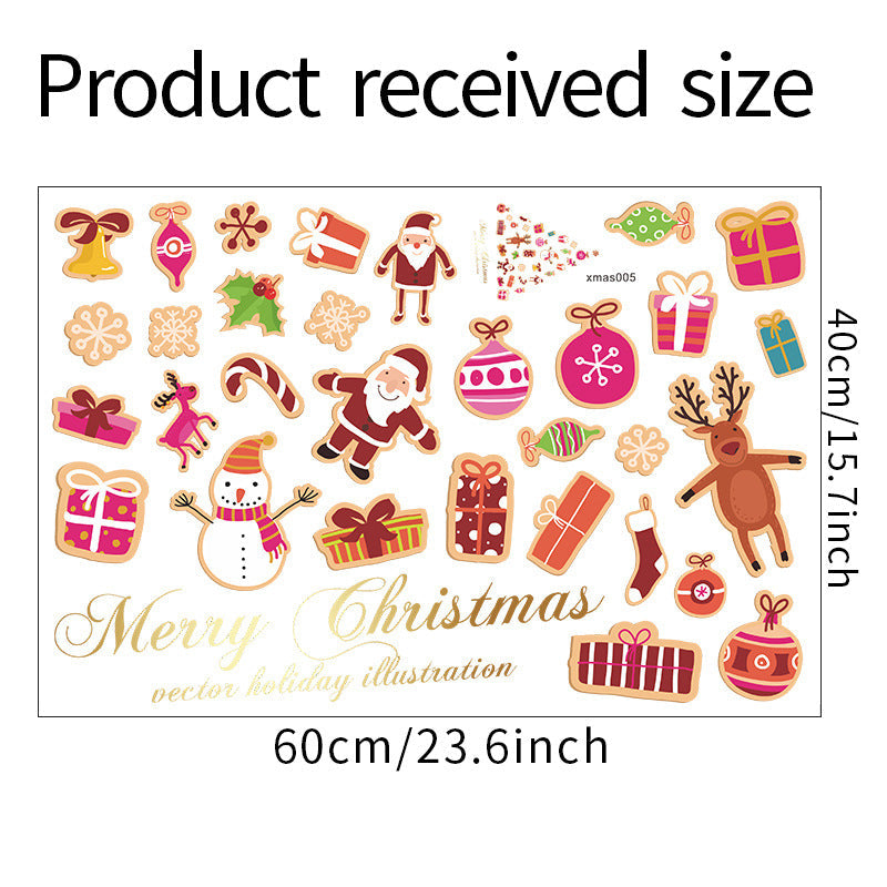 Christmas Children's Room Decoration Cartoon Candy Gift Santa Snowman Deer Wall Window Refrigerator Sticker xmas005
