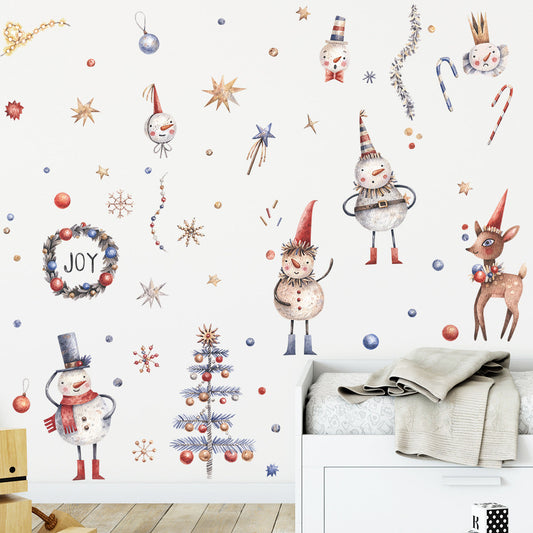 Christmas Deer Snowflake Tree Snowman Gift Candy Wreath Window Glass Decoration Wall Sticker xmas016