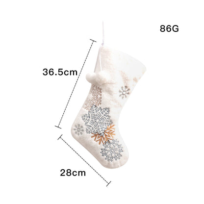 Christmas Hotel Living Room Decoration Double Ball Snowflake/Forest White Christmas Socks Gift Bag