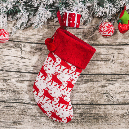 Christmas Tree Ornaments Knitted Woolen Christmas Socks Candy Gift Bag