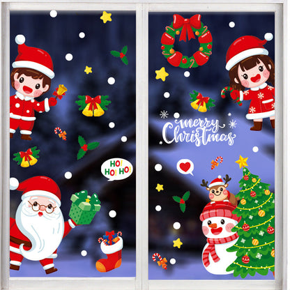Christmas Ho Ho Ho Santa Snowman Boy Girl Tree Star Bell Wall Sticker Bedroom Living Room Window Decoration HT94029