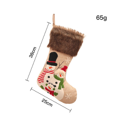Christmas Tree Ornaments Santa Snowman Penguin Reindeer Linen Christmas Socks Candy Gift Bags