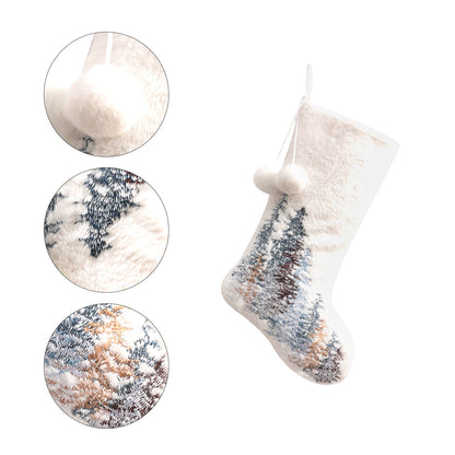 Christmas Hotel Living Room Decoration Double Ball Snowflake/Forest White Christmas Socks Gift Bag