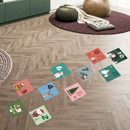 Christmas Hopscotch Lattice Santa Polar Bear Elk Snowman Tree Wall Sticker Children's Bedroom Floor Decoration xmas033