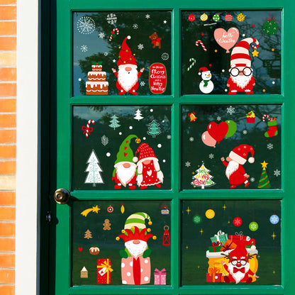 Christmas Decoration Balloon Cake Tree Snowman Gnome Wearing Glasses Electrostatic Wall Stickers HTJD2302