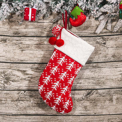 Christmas Tree Ornaments Knitted Woolen Christmas Socks Candy Gift Bag