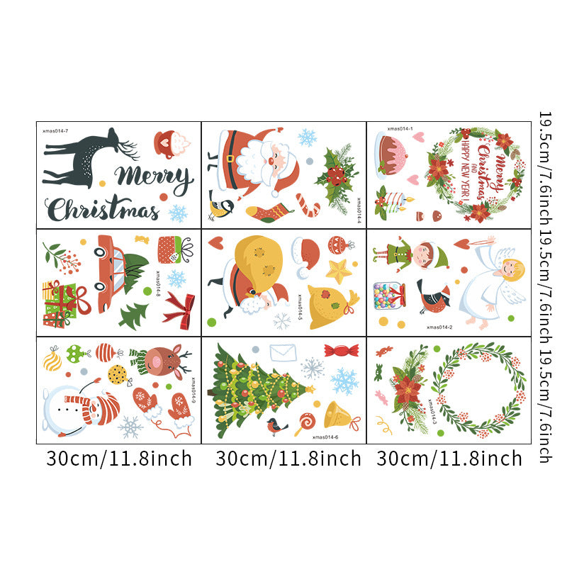 Christmas Decoration Cartoon Christmas Tree Santa Claus Snowman Car Wreath Window/Glass/Door/Wall Stickers