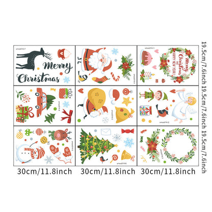 Christmas Decoration Cartoon Christmas Tree Santa Claus Snowman Car Wreath Window/Glass/Door/Wall Stickers