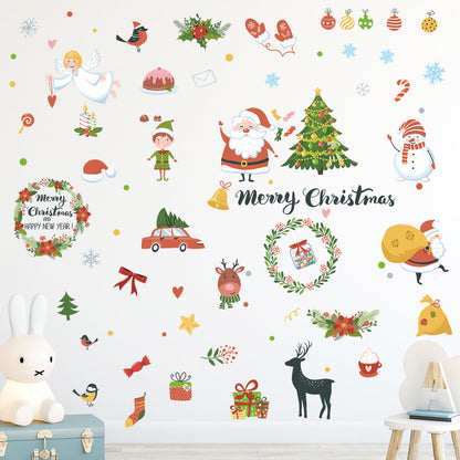 Christmas Decoration Cartoon Christmas Tree Santa Claus Snowman Car Wreath Window/Glass/Door/Wall Stickers