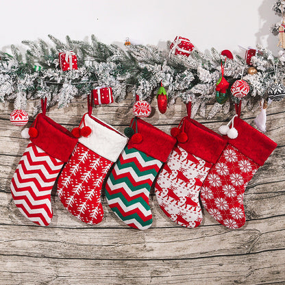 Christmas Tree Ornaments Knitted Woolen Christmas Socks Candy Gift Bag