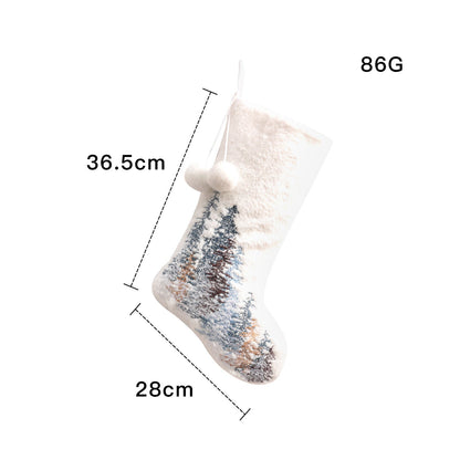 Christmas Hotel Living Room Decoration Double Ball Snowflake/Forest White Christmas Socks Gift Bag