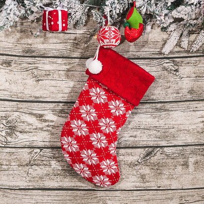 Christmas Tree Ornaments Knitted Woolen Christmas Socks Candy Gift Bag