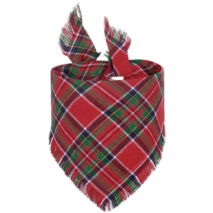 Christmas Dog Bandanas with Tassels Edges
