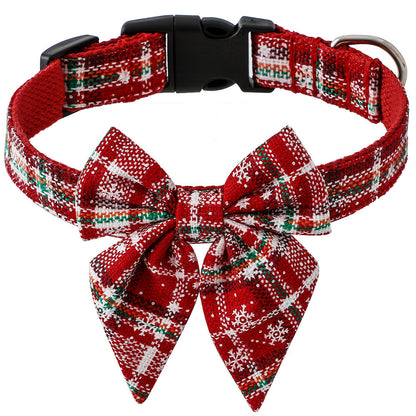 Adjustable Cotton Red Bowtie Dog Christmas Collars