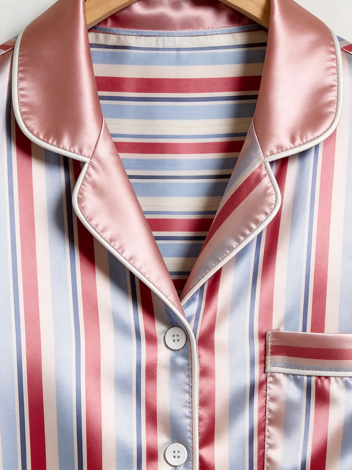 Chic Pink & Red Striped Family Family Satin Pajama Set Long Sleeve Luxury Sleepwear