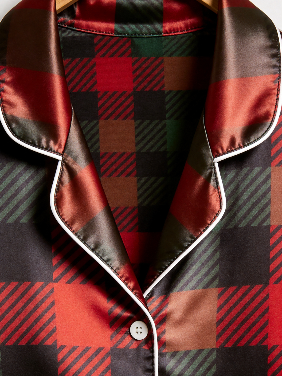 Cozy Buffalo Plaid Holiday Couple Satin Pajama Set Couple Matching Sleepwear